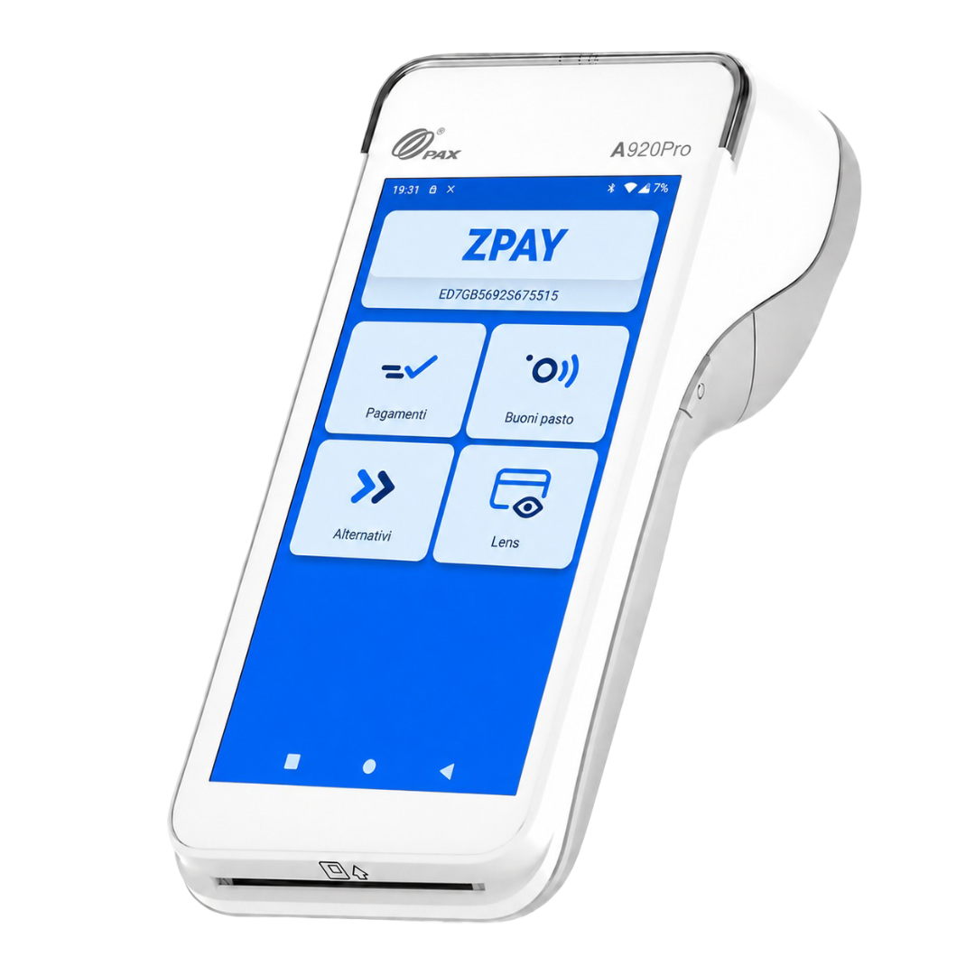 Terminale POS PAX A920Pro con schermata ZPAY